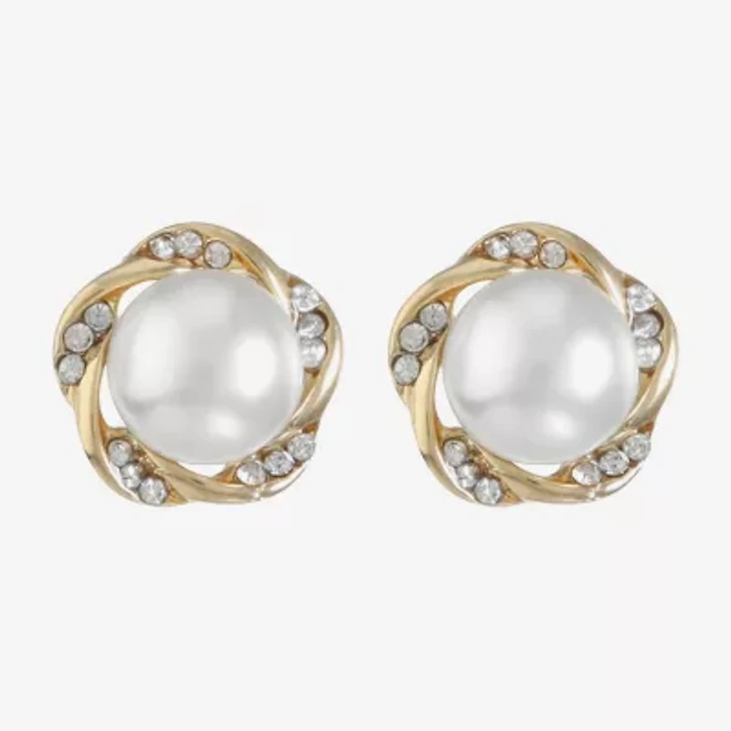 Monet Jewelry White Simulated Pearl 19.5mm Stud Earrings