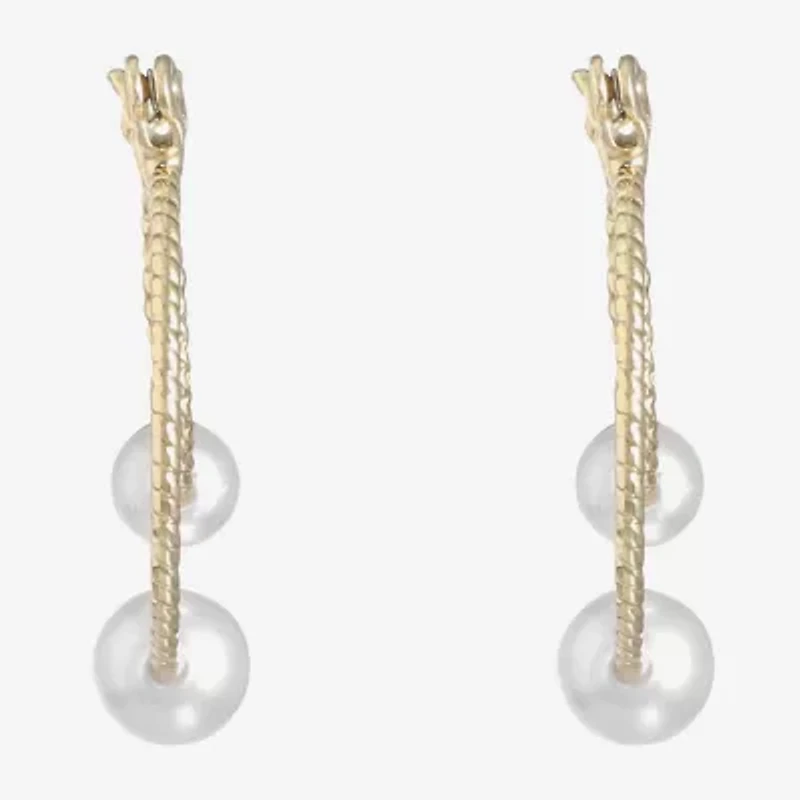 Monet Jewelry Womens White Simulated Pearl 22mm Hypoallergenic Hoop Earrings