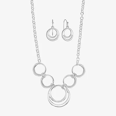 Liz Claiborne Circle Collar Necklace And Drop Earring Womens 2-pc. Jewelry Set