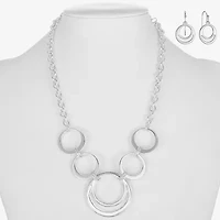 Liz Claiborne Circle Collar Necklace And Drop Earring Womens 2-pc. Jewelry Set