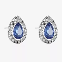 Monet® Blue and Silver-Tone Button Earrings