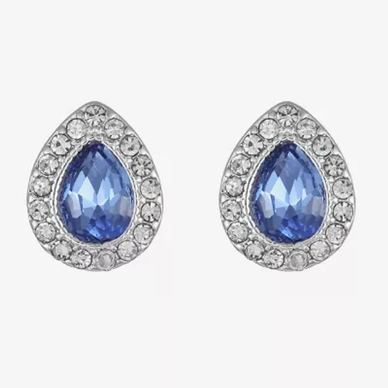 Monet® Blue and Silver-Tone Button Earrings