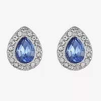Monet® Blue and Silver-Tone Button Earrings