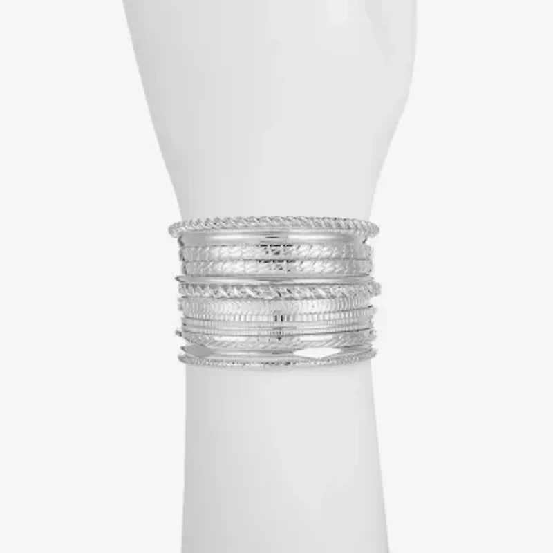 Liz Claiborne® Silver-Tone Textured Bangle Set