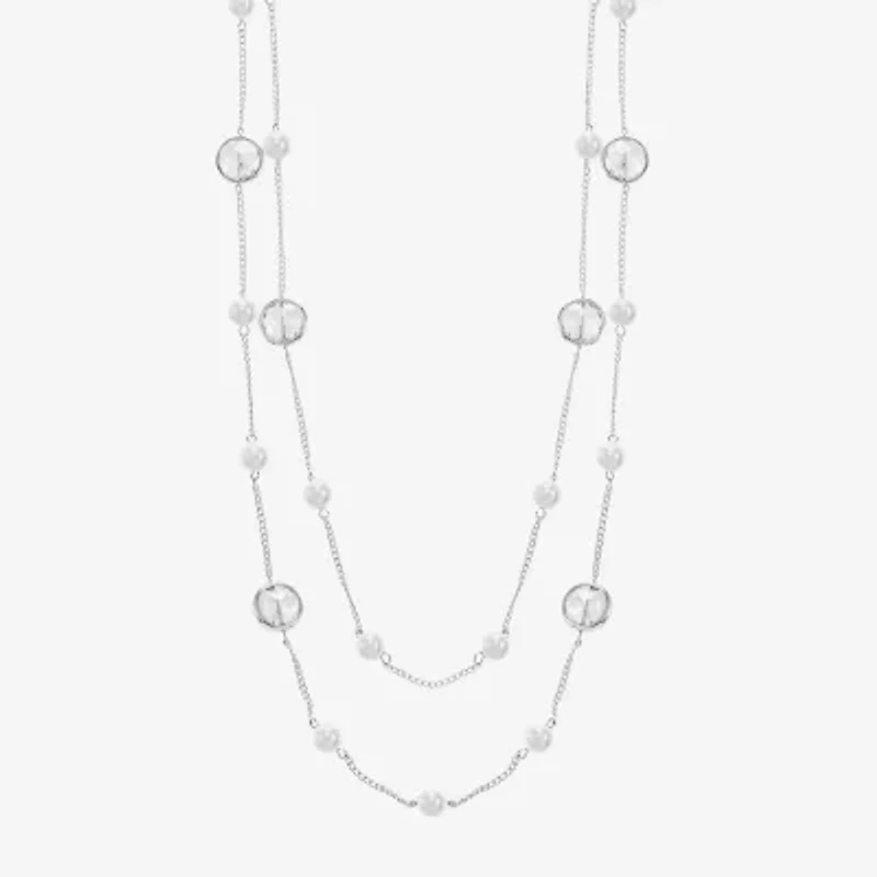 Monet Jewelry Womens White 32 Inch Strand Necklace