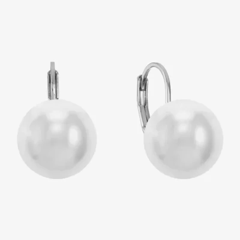 Monet Jewelry Huggie Womens Simulated Pearl Drop Earrings