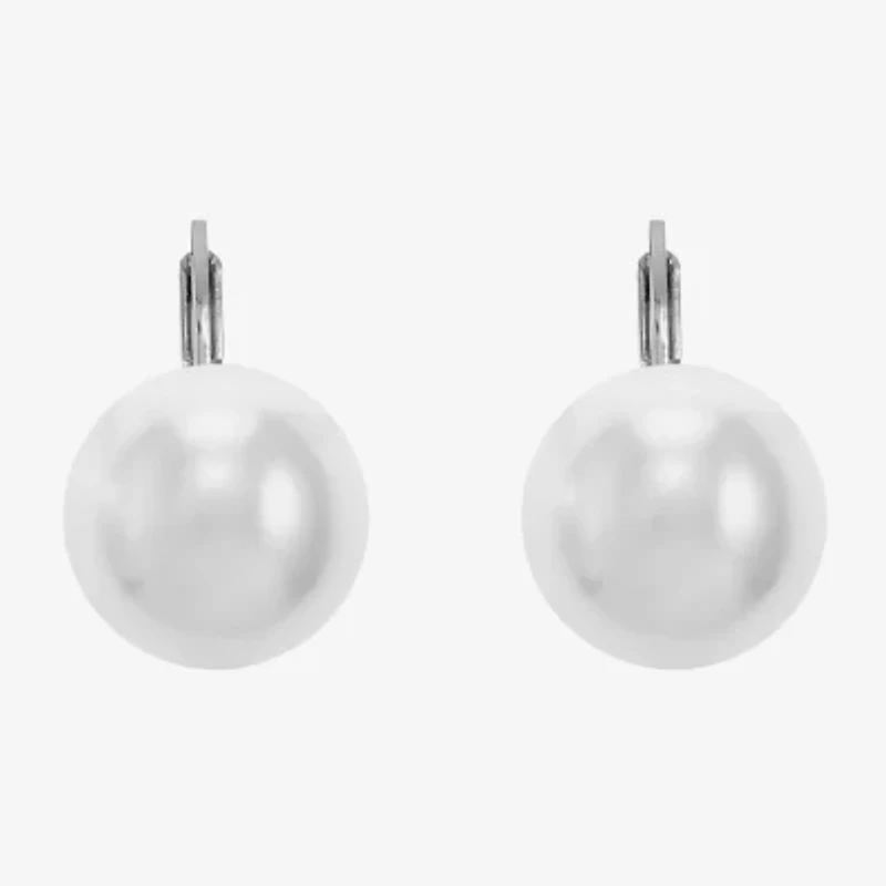 Monet Jewelry Huggie Womens Simulated Pearl Drop Earrings