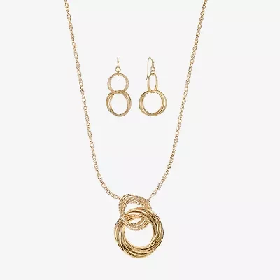 Liz Claiborne Textured Pendant Necklace And Drop Earring Womens 2-pc. Jewelry Set
