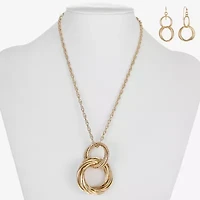 Liz Claiborne Textured Pendant Necklace And Drop Earring Womens 2-pc. Jewelry Set