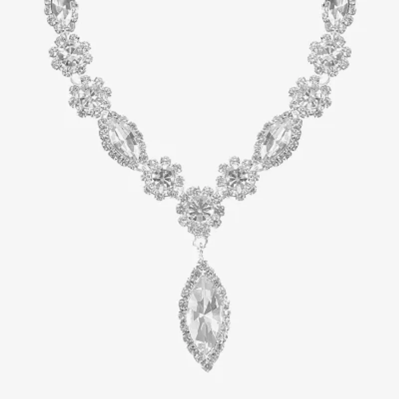 Monet Jewelry Timeless Silver Tone Womens Crystal 17 Inch Y Necklace
