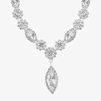 Monet Jewelry Timeless Silver Tone Womens Crystal 17 Inch Y Necklace