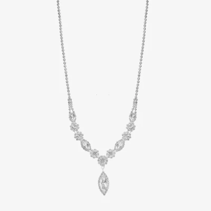 Monet Jewelry Timeless Silver Tone Womens Crystal 17 Inch Y Necklace