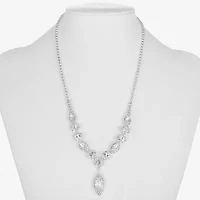 Monet Jewelry Timeless Silver Tone Womens Crystal 17 Inch Y Necklace