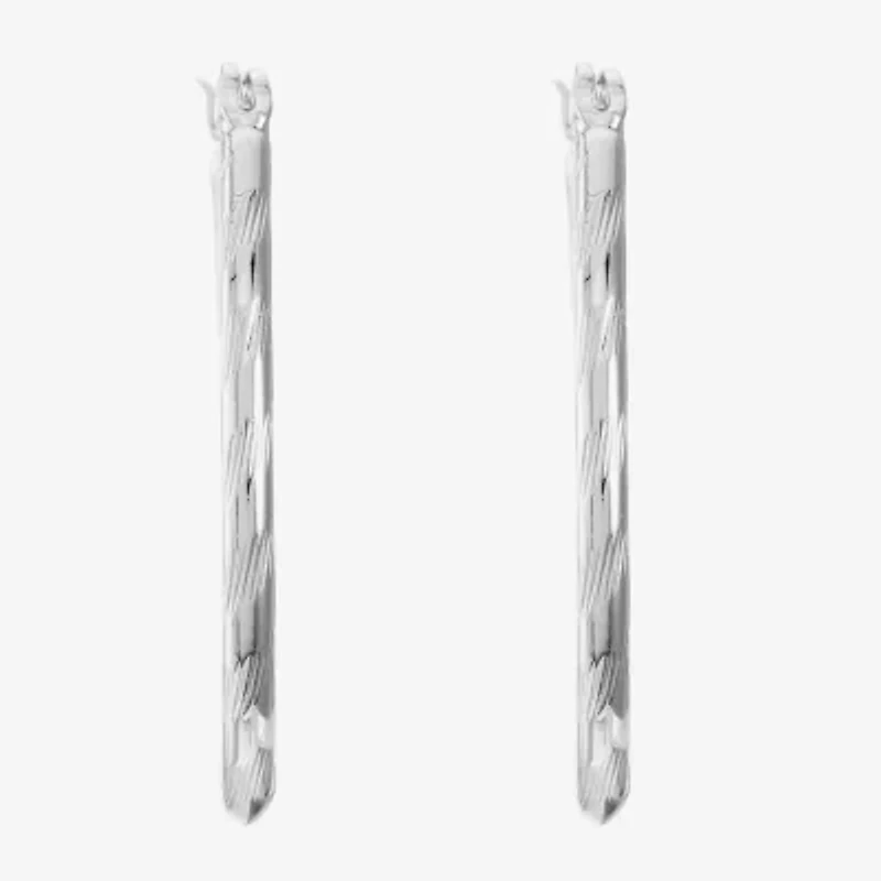 Liz Claiborne® Silver-Tone, Textured Oval Hoop Earrings