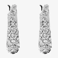 Monet® Silver-Tone Pavé Crystal Hoop Earrings