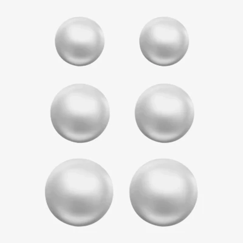 Monet Jewelry Womens Simulated Pearl Ball 3 Pair Earring Set