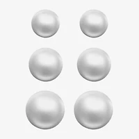 Monet Jewelry Womens Simulated Pearl Ball 3 Pair Earring Set