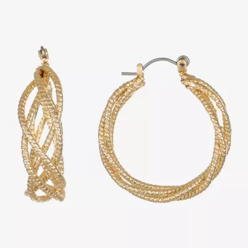 Monet Jewelry Twist Womens 32.2mm Hypoallergenic Hoop Earrings