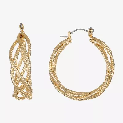 Monet Jewelry Twist Womens 32.2mm Hypoallergenic Hoop Earrings