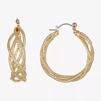 Monet Jewelry Twist Womens 32.2mm Hypoallergenic Hoop Earrings