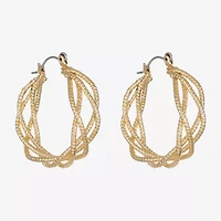 Monet Jewelry Twist Womens 32.2mm Hypoallergenic Hoop Earrings