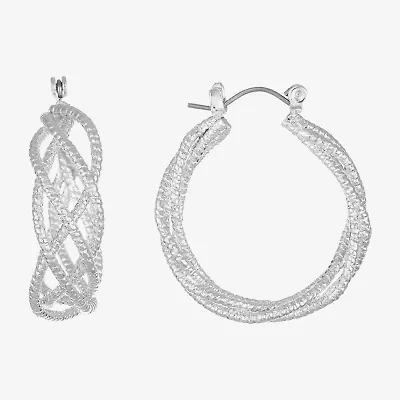 Monet Jewelry Twist Womens 32.2mm Hypoallergenic Hoop Earrings
