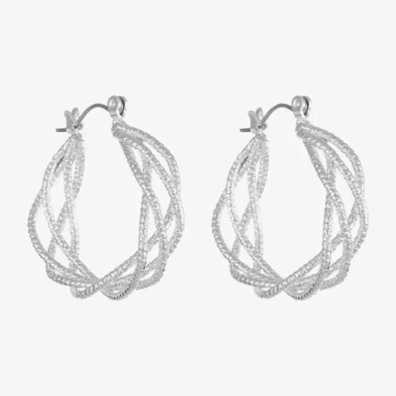 Monet Jewelry Twist Womens 32.2mm Hypoallergenic Hoop Earrings