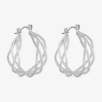 Monet Jewelry Twist Womens 32.2mm Hypoallergenic Hoop Earrings