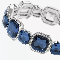 Monet Jewelry Silver Tone Womens Blue Square Stretch Bracelet