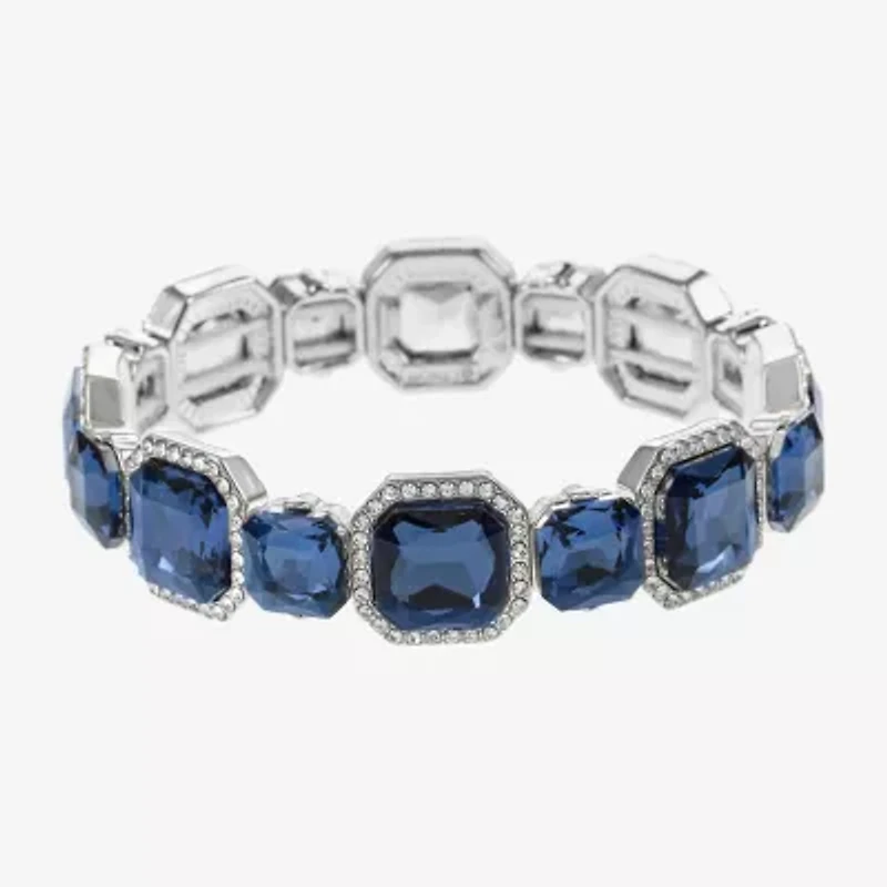 Monet Jewelry Silver Tone Womens Blue Square Stretch Bracelet