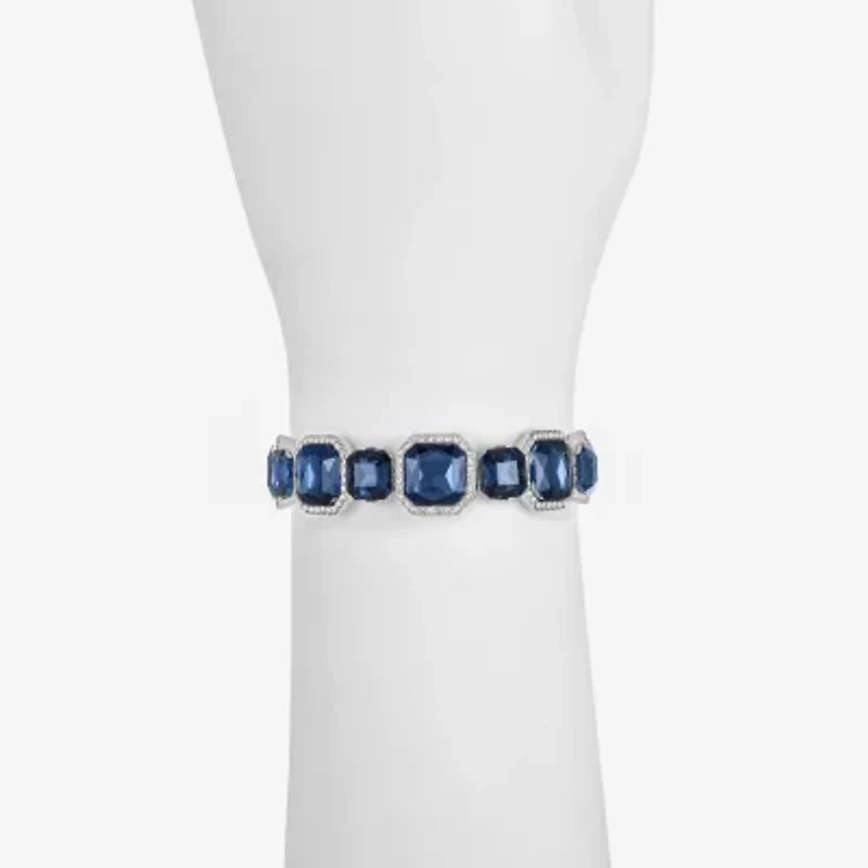 Monet Jewelry Silver Tone Womens Blue Square Stretch Bracelet