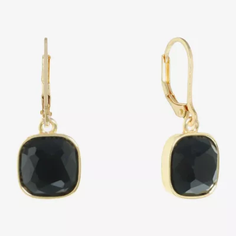 Monet Jewelry Black And Gold Tone Womens Black Drop Earrings