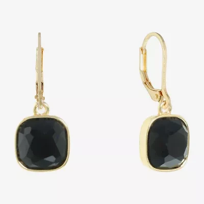 Monet Jewelry Black And Gold Tone Womens Black Drop Earrings