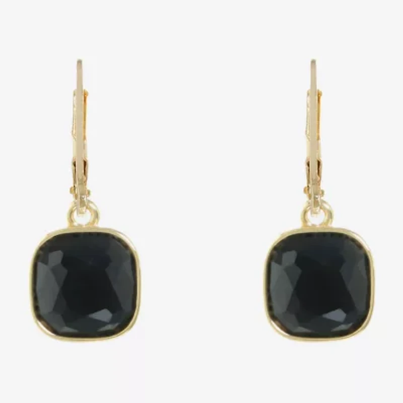 Monet Jewelry Black And Gold Tone Womens Black Drop Earrings
