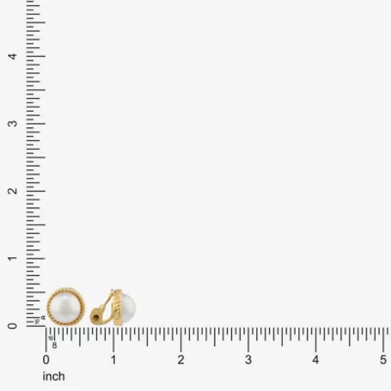 Monet Jewelry Womens Simulated Pearl Clip On Earrings
