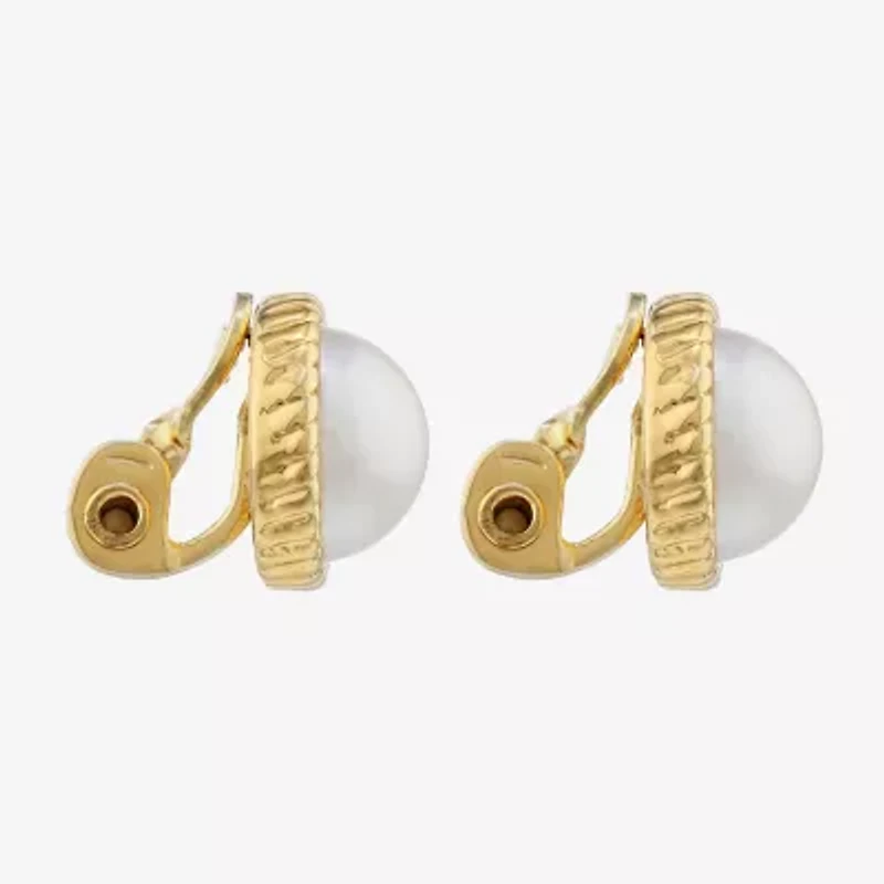 Monet Jewelry Womens Simulated Pearl Clip On Earrings