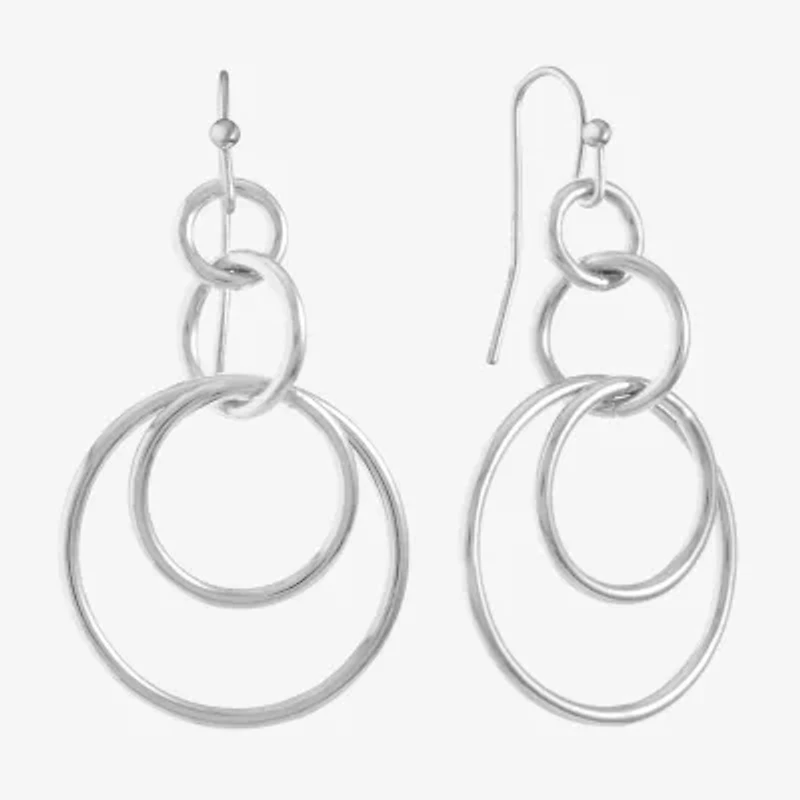 Liz Claiborne Round Layered Womens Drop Earrings