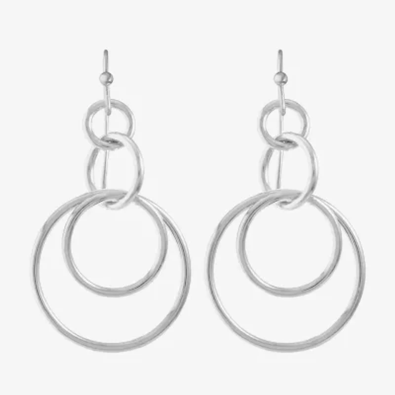 Liz Claiborne Round Layered Womens Drop Earrings