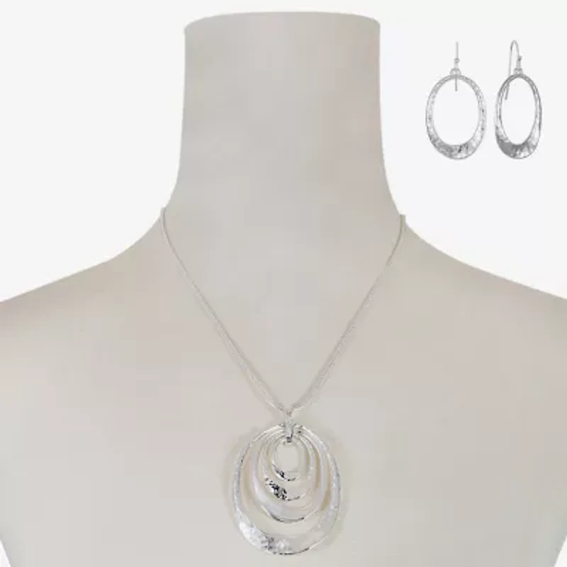 Liz Claiborne Pendant Necklace And Drop Earring Womens Oval 2-pc. Jewelry Set