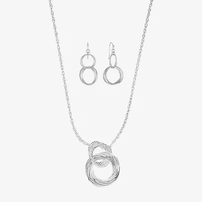 Liz Claiborne Textured Pendant Necklace And Drop Earring Womens 2-pc. Jewelry Set