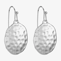 Liz Claiborne® Silver-Tone Hammered Oval Drop Earrings