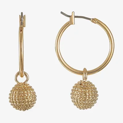 Liz Claiborne Gold Tone Womens Ball Hypoallergenic Hoop Earrings