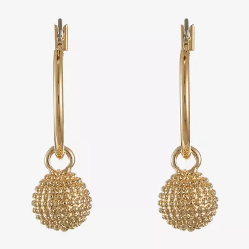 Liz Claiborne Gold Tone Womens Ball Hypoallergenic Hoop Earrings