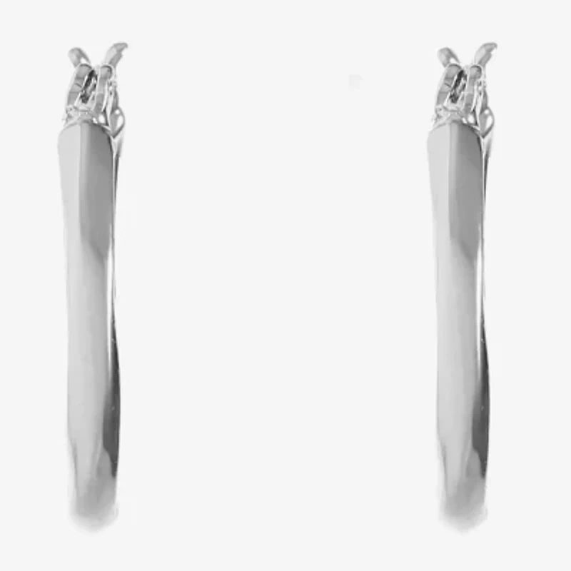 Liz Claiborne Silver Tone Twist Womens 24mm Hypoallergenic Hoop Earrings