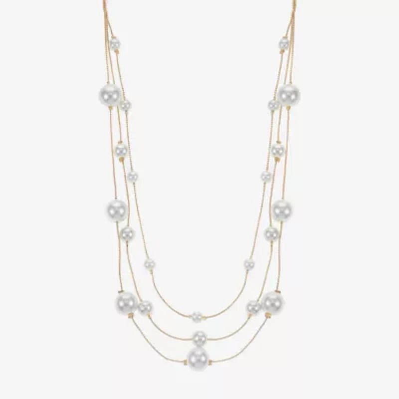 Monet Jewelry Womens White 18 Inch Illusion Necklace