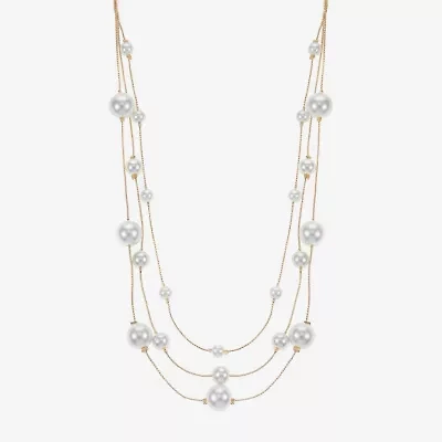 Monet Jewelry Womens White 18 Inch Illusion Necklace
