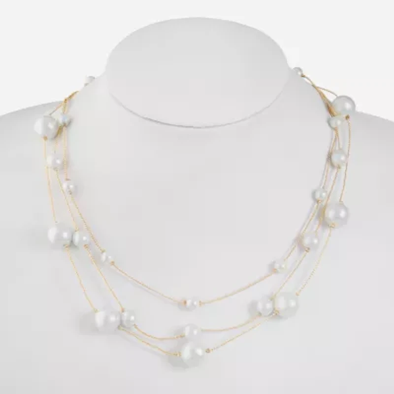 Monet Jewelry Womens White 18 Inch Illusion Necklace