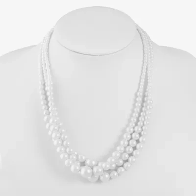 Monet Jewelry Layered Womens White 18 Inch Collar Necklace