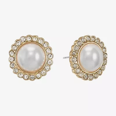 Monet Jewelry White Simulated Pearl 16mm Stud Earrings