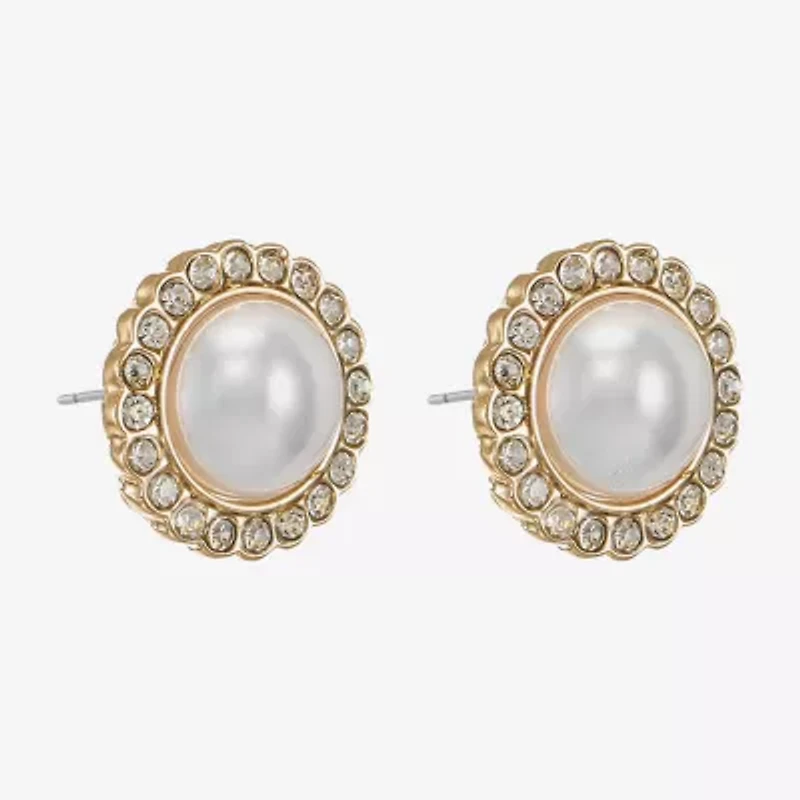 Monet Jewelry White Simulated Pearl 16mm Stud Earrings